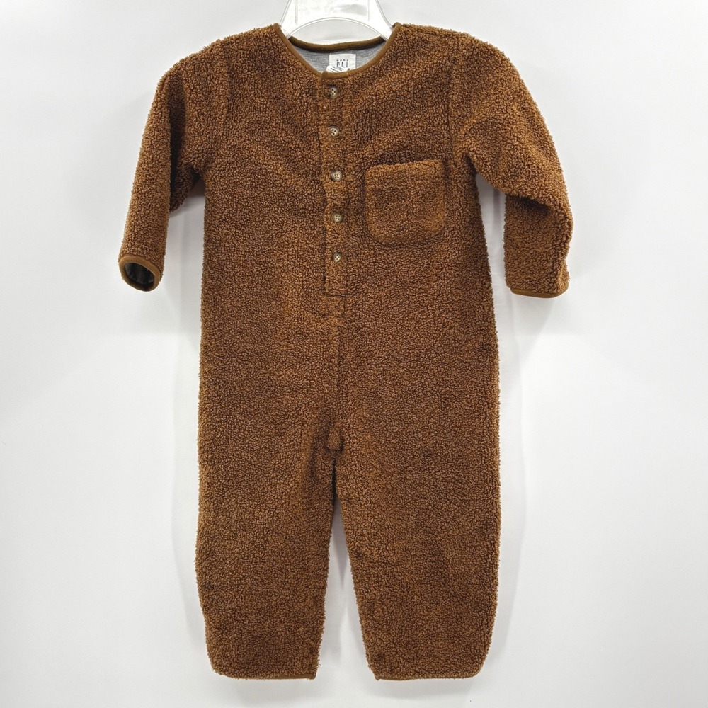 Baby‎ Gap Brown Sherpa Fleece Bear Pajamas Jumpsuit 4T, Sleeper, PJs, Costume